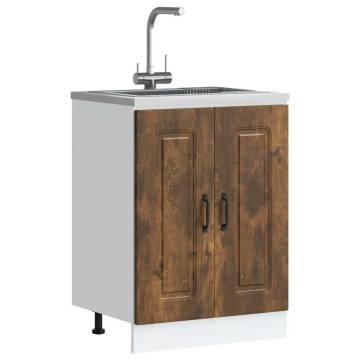 Kalmar Smoked Oak Sink Base Cabinet - 60x46x81.5 cm