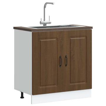 Kalmar Brown Oak Sink Base Cabinet | 80x46x81.5 cm