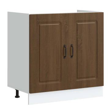 Kalmar Brown Oak Sink Base Cabinet | 80x46x81.5 cm