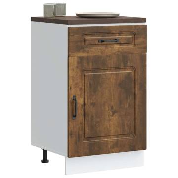 Kitchen Base Cabinet Kalmar | Smoked Oak Engineered Wood