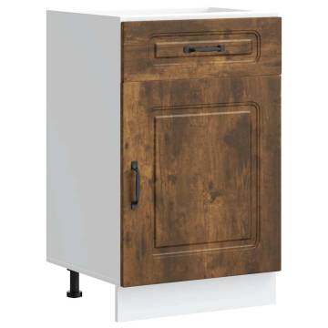 Kitchen Base Cabinet Kalmar | Smoked Oak Engineered Wood