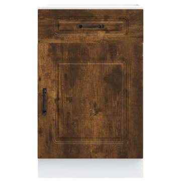 Kitchen Base Cabinet Kalmar | Smoked Oak Engineered Wood