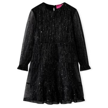 Stylish Kids' Long Sleeve Dress - Black - Age 9-10