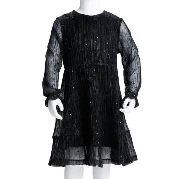 Stylish Kids' Long Sleeve Dress - Black - Age 9-10