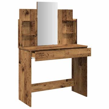 Dressing Table with Mirror - Old Wood 96x39x142 cm