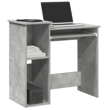 Concrete Grey Desk with Shelves - Engineered Wood 84x40x78cm