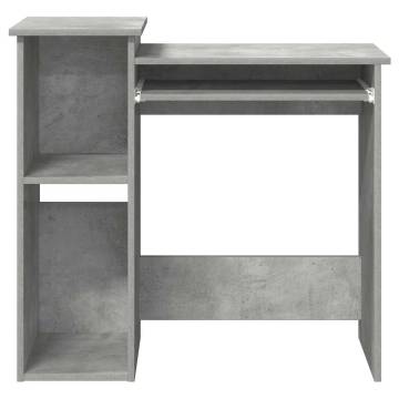 Concrete Grey Desk with Shelves - Engineered Wood 84x40x78cm