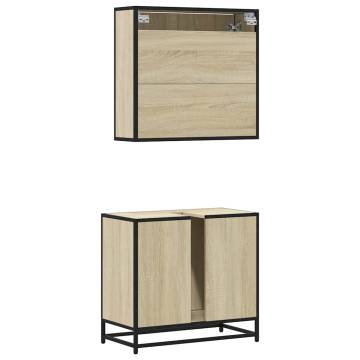 2 Piece Bathroom Furniture Set - Sonoma Oak Engineered Wood