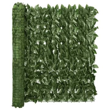 Balcony Screen with Dark Green Leaves - 200x100 cm Privacy Solution