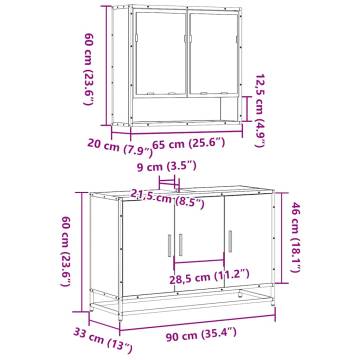 2 Piece Bathroom Furniture Set - Sonoma Oak | Hippomarket