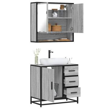 2 Piece Bathroom Furniture Set in Grey Sonoma - Stylish & Durable