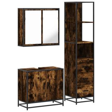 3 Piece Bathroom Furniture Set - Smoked Oak & Engineered Wood