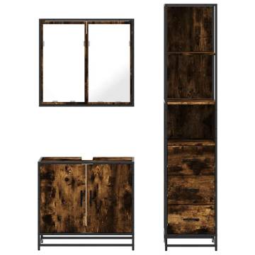 3 Piece Bathroom Furniture Set - Smoked Oak & Engineered Wood