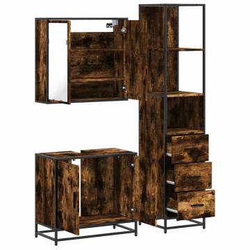 3 Piece Bathroom Furniture Set - Smoked Oak & Engineered Wood