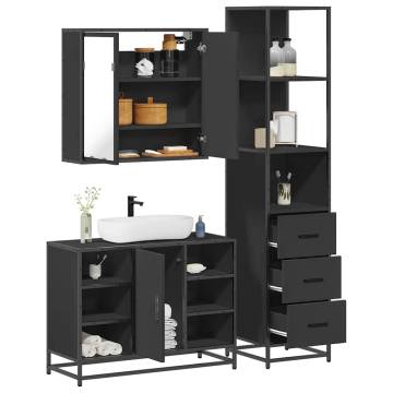 Stylish 3 Piece Bathroom Furniture Set in Black | Hipomarket