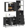  3 Piece Bathroom Furniture Set Black Engineered Wood Colour black Number of 1 