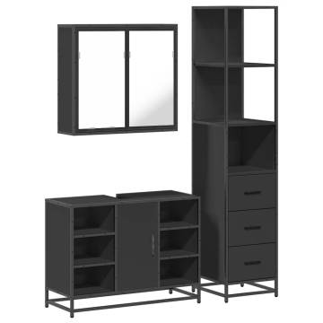 Stylish 3 Piece Bathroom Furniture Set in Black | Hipomarket