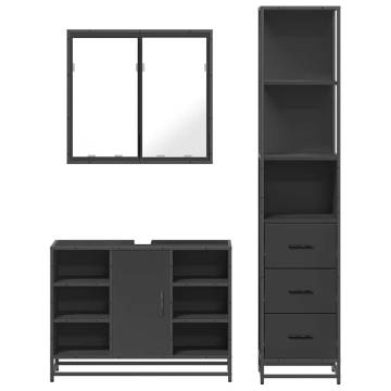 Stylish 3 Piece Bathroom Furniture Set in Black | Hipomarket