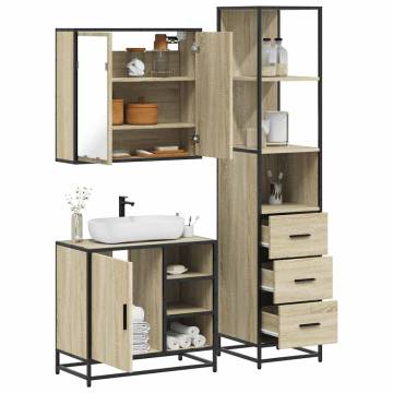 3 Piece Bathroom Furniture Set - Sonoma Oak | Hipo Market