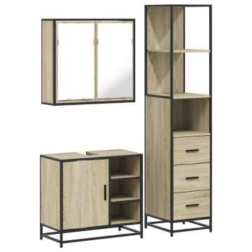 3 Piece Bathroom Furniture Set - Sonoma Oak | Hipo Market