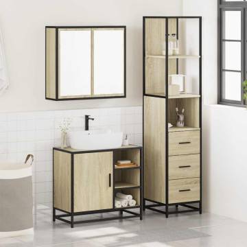 3 Piece Bathroom Furniture Set - Sonoma Oak | Hipo Market