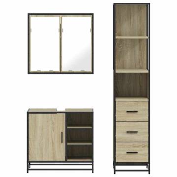 3 Piece Bathroom Furniture Set - Sonoma Oak | Hipo Market