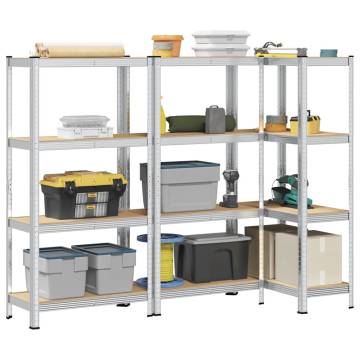 4-Layer Steel & Engineered Wood Storage Shelves - 3 pcs