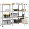  4-Layer Storage Shelves 3 pcs Silver Steel&Engineered Wood Colour silver Size 80 x 40 x 156 cm Quantity in Package 3 Amount 1 