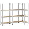 4-Layer Steel & Engineered Wood Storage Shelves - 3 pcs