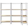 4-Layer Steel & Engineered Wood Storage Shelves - 3 pcs