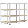 4-Layer Steel & Engineered Wood Storage Shelves - 3 pcs