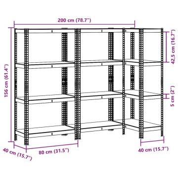 4-Layer Steel & Engineered Wood Storage Shelves - 3 pcs