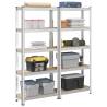  5-Layer Storage Shelves 2 pcs Silver Steel&Engineered Wood Colour silver Size 75 x 30 x 168 cm Quantity in Package 2 Amount 1 