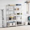 5-Layer Storage Shelves - Silver Steel & Engineered Wood (2 pcs)