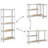 5-Layer Storage Shelves - Silver Steel & Engineered Wood (2 pcs)