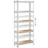 5-Layer Storage Shelves - Silver Steel & Engineered Wood (2 pcs)