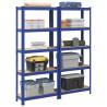  5-Layer Storage Shelves 2 pcs Blue Steel&Engineered Wood Colour blue Size 75 x 30 x 168 cm Quantity in Package 2 Amount 1 