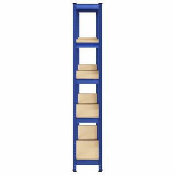 5-Layer Storage Shelves - Durable Blue Steel & Engineered Wood