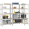  5-Layer Storage Shelves 3 pcs Silver Steel&Engineered Wood Colour silver Size 90 x 40 x 180 cm Quantity in Package 3 Amount 1 