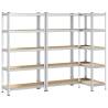 5-Layer Storage Shelves - 3 pcs Silver Steel & Wood | HipoMarket