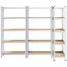 5-Layer Storage Shelves - 3 pcs Silver Steel & Wood | HipoMarket