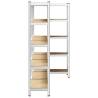 5-Layer Storage Shelves - 3 pcs Silver Steel & Wood | HipoMarket