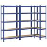 5-Layer Storage Shelves 3 pcs - Blue Steel & Engineered Wood