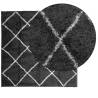 Shaggy Rug High Pile Black and Cream 160x160 cm | HipoMarket