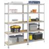  5-Layer Storage Shelves 2 pcs Silver Steel&Engineered Wood Colour silver Size 100 x 50 x 198 cm Quantity in Package 2 Amount 1 