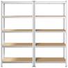 5-Layer Storage Shelves - 2 pcs Silver Steel & Engineered Wood