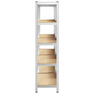 5-Layer Storage Shelves - 2 pcs Silver Steel & Engineered Wood