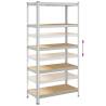 5-Layer Storage Shelves - 2 pcs Silver Steel & Engineered Wood