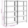 5-Layer Storage Shelves - 2 pcs Silver Steel & Engineered Wood