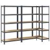 5-Layer Storage Shelves - 3 pcs Anthracite Steel & Wood